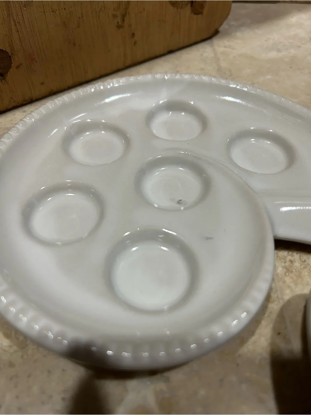 2 Vintage ceramic Escargot plates in a spiral snail shape for serving